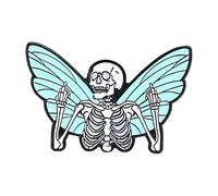 Pines de esmalte de ojos intensos: rosa punk, esqueleto, mariposa, pizza, reloj de arena, fresa - gótico, Normal, Metal no precioso