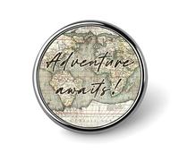 Pines de esmalte Piezas y pienso para mí mismo Qué mundo tan maravilloso Pines para mochilas Pines de viaje de mapa rústico Pines de botón con cita literaria Regalo de pin moderno para mujeres Niñas M