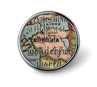 Pines de esmalte Piezas y pienso para mí mismo Qué mundo tan maravilloso Pines para mochilas Pines de viaje de mapa rústico Pines de botón con cita literaria Regalo de pin moderno para mujeres Niñas M