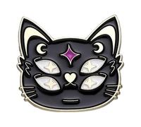 Pines de gato gótico negro con motivos de libro de magia y poción mágica para insignias de solapa, Normal, Metal no precioso