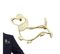 Pines de solapa con motivos de animales - Broche de perro salchicha con brillantes como decoración, insignias divertidas | Para suéteres, chaquetas, sombreros, collares, mochilas, vestidos y varios