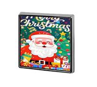 Pines de solapa cuadrados de Papá Noel en una caja de regalo Broche cuadrado de metal Insignia para trajes Mochilas Sombreros Accesorio de solapa