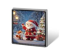Pines de solapa cuadrados de Papá Noel en una caja de regalo Broche cuadrado de metal Insignia para trajes Mochilas Sombreros Accesorio de solapa