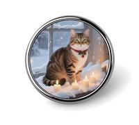 Pines de solapa de gato personalizados de 1 pulgada de The Christmas Window para trajes, broches divertidos para hombres y mujeres, insignias vintage para bolsos, chaquetas, mochilas, sombreros, boto