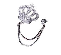 Pines De Solapa Para Hombres Broche de corona con diamantes imitación for hombre, alfileres solapa borlas, insignia for cuello camisa, broches ramillete, accesorios joyería(Sliver)