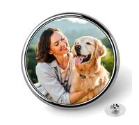 Pines de Solapa Personalizados, LucBuy Insignias Metálicas Personalizadas con Foto, Broches de Botón Únicos para Decorar Sombreros Ropa Mochilas Regalos de Cumpleaños Navidad Bodas Recuerdos (Redondo)
