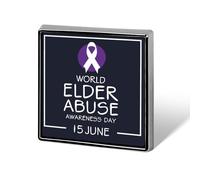 Pines del Día Mundial de Concientización sobre el Abuso de Ancianos, insignias cuadradas, prendedores de solapa, botones esmaltados, decoraciones para fiestas