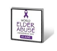 Pines del Día Mundial de Concientización sobre el Abuso de Ancianos, insignias cuadradas, prendedores de solapa, botones esmaltados, decoraciones para fiestas