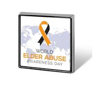 Pines del Día Mundial de Concientización sobre el Abuso de Ancianos, insignias cuadradas, prendedores de solapa, botones esmaltados, decoraciones para fiestas