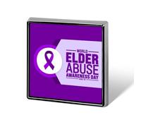 Pines del Día Mundial de Concientización sobre el Abuso de Ancianos, insignias cuadradas, prendedores de solapa, botones esmaltados, decoraciones para fiestas