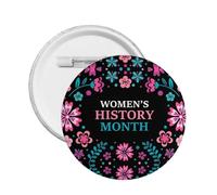 Pines del mes de la historia de la mujer Broche redondo Botón Insignia Pegatinas Letrero Pin de metal