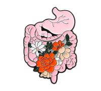 Pines esmaltados de órgano floral con cerebro, pulmón, intestino y estómago, broche de plantas de dibujos animados para solapa, Normal, Metal no precioso