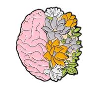 Pines esmaltados de órgano floral con cerebro, pulmón, intestino y estómago, broche de plantas de dibujos animados para solapa, Normal, Metal no precioso