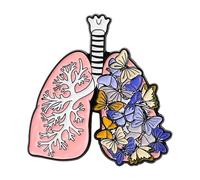 Pines esmaltados de órgano floral con cerebro, pulmón, intestino y estómago, broche de plantas de dibujos animados para solapa, Normal, Metal no precioso