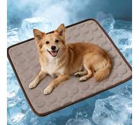 ping bu Alfombrilla de enfriamiento para mascotas, lavable, antideslizante, plegable, lujosa alfombrilla de verano transpirable para dormir para interiores, sofá, viajes, coche (café, 100 x 70 cm, XL)