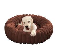 ping bu Cama grande de felpa para perros, cama calmante para perro, cojín de sofá grande, lavable, cálida y redonda para mascotas, para perros y gatos que duermen en interiores, antideslizante (marrón