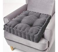 ping bu Cojín elevador 100 % algodón, 10 cm de grosor, gran cojín de asiento cuadrado de 50 cm para adultos, silla, sillón, jardín (50 x 50 cm, gris oscuro)