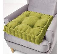 ping bu Cojín elevador de asiento 100 % algodón, 10 cm de grosor, cojín cuadrado grande de 50 cm para adultos, silla, sillón, jardín (50 x 50 cm, verde)