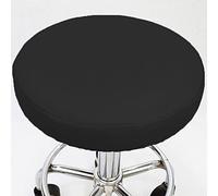 ping bu Juego de 2/4 fundas redondas para taburetes, impermeables, de piel sintética, para el hogar, la cocina, el bar, la oficina (4 unidades, 34 cm, negro)