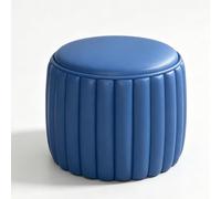 ping bu Reposapiés redondo de piel sintética, otomano impermeable de piel sintética de alta resistencia, acolchado de espuma, base antideslizante para sala de estar, dormitorio, entrada (azul marino