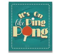 Ping Pong Wall Art for Game Room, It’s On Like Ping Pong Funny Poster for Man Cave Basement Decor(Framed,08x12inch(20x30cm))