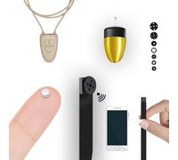 Pinganillosocultos Kit Completo Mini Camara Espia Boton con 2 Auriculares Espia Invisible Inalambrico - Copiar Examen - WiFi HD 1080p Real. Ideal para Leer Folios A4. (Pinganillo Nano + Micro Mini)