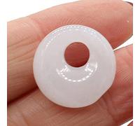 Pingente de pedra natural lápis-lazúli com grande buraco, opala, quartzs rosa para fazer joias, colar diy, presente de pingente de 18mm-White_Jade