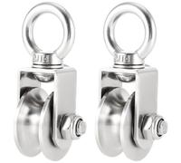 Pingeui 2 paquete U Polea giratoria Polea giratoria 304 Rojas de acero inoxidable Dplex Super Silent Rotacin de 360 ??grados Rueda de traccin de s