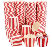 PINGEUI 200 moldes de papel para magdalenas, 7 x 6 x 5,5 cm, moldes para magdalenas, cupcakes, papel en blanco y rojo, para helados, cumpleaños