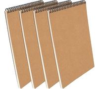 PINGEUI 4 cuadernos de bocetos en espiral A4, 160 g/m², cuaderno de bocetos con tapa de papel kraft para retratos, notas, notas, plan de diario, registro de reuniones, 60 páginas/30 hojas