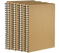 PINGEUI 4 cuadernos de bocetos en espiral A4, 160 g/m², cuadernos en espiral de papel kraft en blanco, bloc de bocetos de tapa dura para bocetos, escritura, álbumes de recortes, 120 páginas (60 hojas)