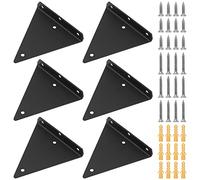 PINGEUI 6 soportes para estanterías de metal negro, soporte para estantería de pared invisible, triángulo oculto, capacidad de carga de 10 kg por pieza, 140x130x26 mm