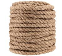 PINGEUI - Cuerda de cáñamo de 50 m x 10 mm, cuerda de yute trenzada, marrón, para decoración, artesanía, agrupación, camping, jardín y hogar