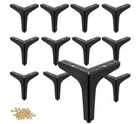 PINGEUI - Juego de 12 Patas Triangulares para Muebles de 5 Pulgadas, Patas de Muebles de Color Negro Cromado Pulido con Tornillos,Metal Triangular para gabinete, Armario, sofá, Silla, Mesa