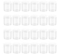 PINGEUI - Juego de 24 tarros de plástico redondos transparentes con tapa, sin BPA, tarros de almacenamiento de muestras vacías para limo, alimentos, especias, líquidos, manualidades