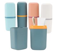 PINGEUI Juego de 4 cepillos de Dientes de Viaje, Vaso de Cepillo de Dientes para Cepillo de Dientes y Pasta de Dientes, Soporte para cepillos de Dientes para Senderismo, Viajes de Negocios, hogar