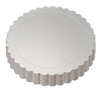 PINGEUI Paquete de 15 tablas redondas para tartas de 12 pulgadas, base de círculos festoneados de cartón plateado de 2 mm de grosor, tablas para tartas redondas de círculo para fiestas,pasteles