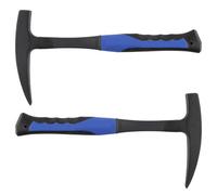 PINGEUI Paquete de 2 martillos de exploración geológica de 32 onzas, martillo de ladrillo de mampostería, martillo de pico de roca con cabeza plana puntiaguda con agarre de reducción de golpes (cabeza