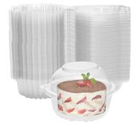 PINGEUI Paquete de 200 cajas de plástico transparente para cupcakes, recipientes individuales para cupcakes, cajas de plástico transparente para magdalenas, porciones de pastel para pasteles,