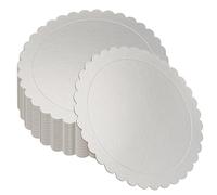 PINGEUI Paquete de 30 bandejas redondas para tartas de 25,4 cm, de cartón plateado de 2 mm de grosor, base festoneada para tartas, fiestas, bodas, decoración de pasteles