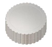PINGEUI Paquete de 30 tablas redondas para tartas de 8 pulgadas, base de círculos festoneados de cartón plateado de 2 mm de grosor, tableros para tartas, base redonda para tartas, para decoración de
