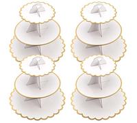 PINGEUI Paquete de 4 soportes de cartón para cupcakes de 3 niveles, soporte redondo de cartón para tartas de té de la tarde, soporte de torre para cumpleaños, fiesta, boda, Navidad, aniversario