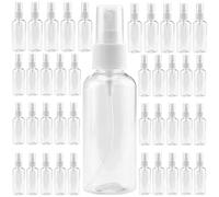 PINGEUI Paquete de 40 botellas transparentes de 100 ml, botella de spray de plástico de niebla fina con tapa, mini recipientes vacíos recargables para viajes, tóner, esencial, agua