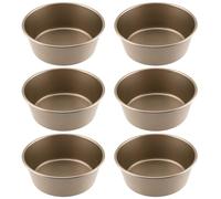 PINGEUI Paquete de 6 moldes de acero al carbono para freidora de aire, molde redondo de 4.5 pulgadas, moldes antiadherentes para pasteles, mini moldes para hornear magdalenas, pudín, pan
