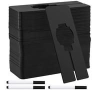 PINGEUI Paquete de 60 separadores de ganchos en blanco, separadores rectangulares de plástico negro de 125 x 50 mm, etiquetas de tamaño para clasificación de armario, marca de ropa, tamaño, color