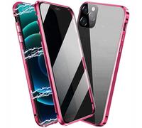 PingGoo Magnética de Privacidad Funda para iPhone 16 Pro MAX 6.9", Protección Completa de 360° Cover, Protector Cover de Pantalla de Privacidad, Marco de Metal Funda Antiespía, Rojo