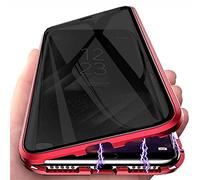 PingGoo Magnética de Privacidad Funda para Samsung Galaxy S22 Ultra, Anti Peep Protección Completa de 360° Cover, Protector Cover de Pantalla de Privacidad, Marco de Metal, Funda Antiespía, Rojo