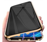 PingGoo Magnética de Privacidad Funda para Samsung Galaxy S22 Ultra, Anti Peep Protección Completa de 360° Cover, Protector Cover de Pantalla de Privacidad, Marco de Metal, Funda Antiespía, Oro