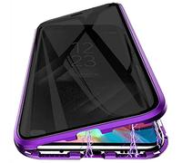 PingGoo Magnética de Privacidad Funda para Samsung Galaxy S22 Ultra, Anti Peep Protección Completa de 360° Cover, Protector Cover de Pantalla de Privacidad, Marco de Metal, Funda Antiespía, Violeta