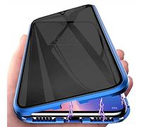 PingGoo Magnética de Privacidad Funda para Samsung Galaxy S22 Ultra, Anti Peep Protección Completa de 360° Cover, Protector Cover de Pantalla de Privacidad, Marco de Metal, Funda Antiespía, Azul